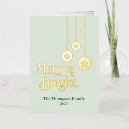 "Merry and Bright" Light Green Foll Foil Holiday