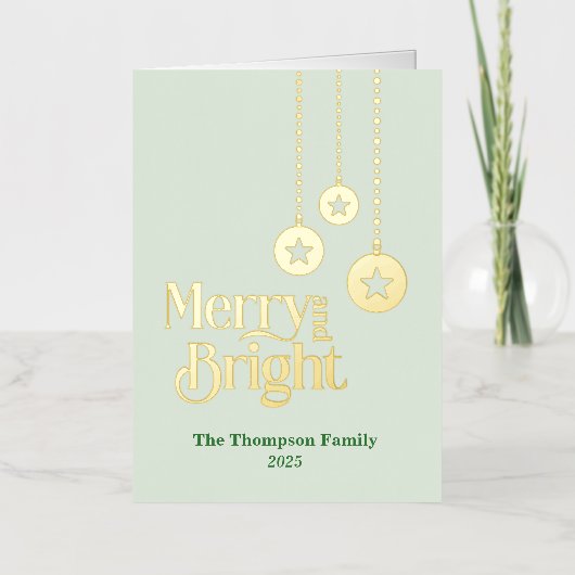 "Merry and Bright" Light Green Foll Foil Holiday (Vorderseite)