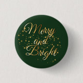 Merry and Bright Luxe, Dark Green & Gold Design Button (Vorderseite)