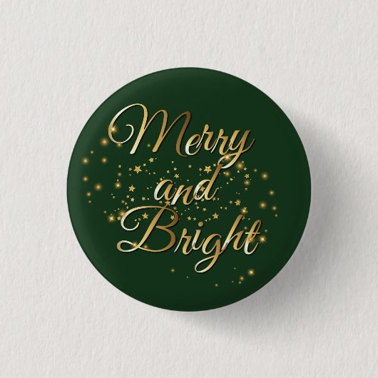 Merry and Bright Luxe, Dark Green & Gold Design Button (Vorderseite)