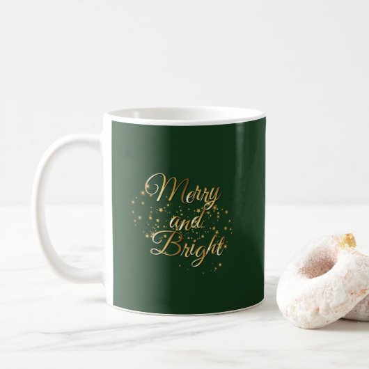 Merry and Bright Luxe, Dark Green & Gold Design Kaffeetasse (Mit Donut)
