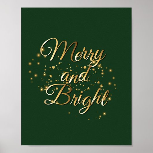 Merry and Bright Luxe, Dark Green & Gold Design Poster (Vorne)