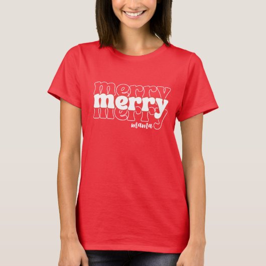 Merry and Bright Mama und Mini Matching Weihnachte T-Shirt (Vorderseite)