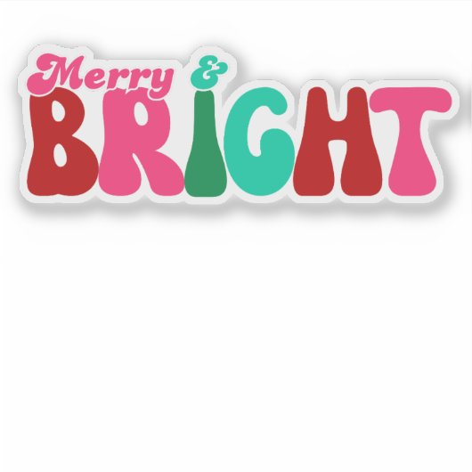 Merry and Bright - Maximalistische Weihnachten Aufkleber (Vorderseite)