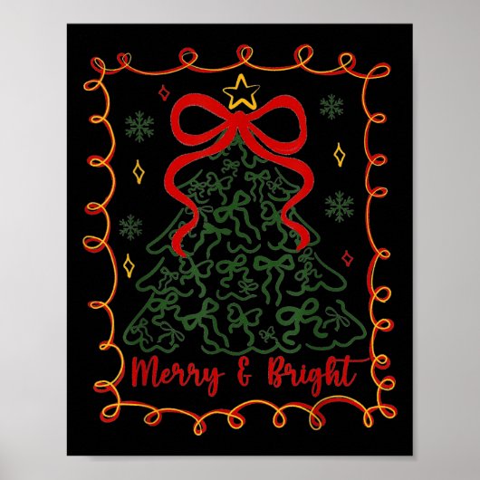 Merry And Bright Merry Christmas Coquette Tree Gir Poster (Vorne)