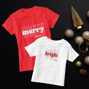 Merry and Bright Mini und Mama passen Weihnachten Kleinkind T-shirt