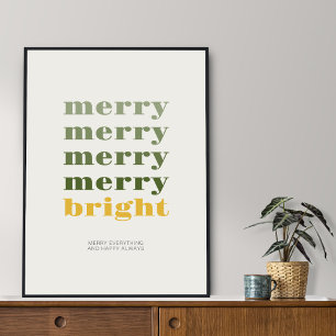 Merry and Bright Minimalistisch Gold Holiday Graph Poster