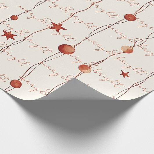 Merry and Bright Minimalistisch Hanging Ornaments Geschenkpapier (Ecke)