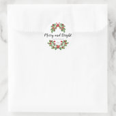 Merry and Bright Mistletoe Greenery Runder Aufkleber (Tasche)