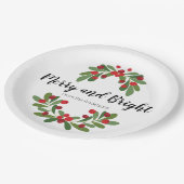 Merry and Bright Mistletoe Holiday Party Pappteller (Schrägansicht)