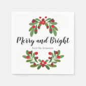 Merry and Bright Mistletoe Holiday Party Serviette (Vorderseite)