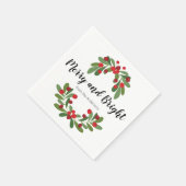 Merry and Bright Mistletoe Holiday Party Serviette (Ecke)
