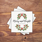 Merry and Bright Mistletoe Holiday Party Serviette