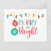 Merry and Bright mit einer Reihe von Lichtern Postkarte (Vorderseite)