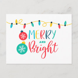 Merry and Bright mit einer Reihe von Lichtern Postkarte