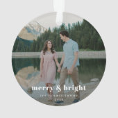 Merry and Bright | Modern Christmas Couple Photo Ornament (Rückseite)