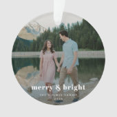 Merry and Bright | Modern Christmas Couple Photo Ornament (Vorderseite)