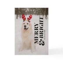 Merry and Bright Modern Christmas Typografy Card