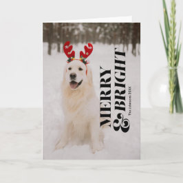 Merry and Bright Modern Christmas Typografy Card Karte