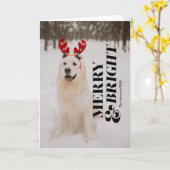 Merry and Bright Modern Christmas Typografy Card Karte (Gelbe Blume)