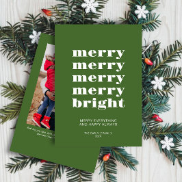 Merry and Bright Modern Minimal Green Foto Feiertagskarte