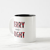 Merry and Bright Modern Red Buffalo Kariert Zweifarbige Tasse (Vorderseite Links)
