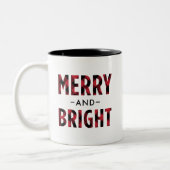 Merry and Bright Modern Red Buffalo Kariert Zweifarbige Tasse (Links)