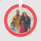 Merry and Bright Modern Red Stars Family Foto Ornament (Vorderseite)