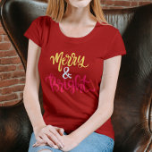 Merry and Bright Modern Red Women’s Christmas T-Shirt
