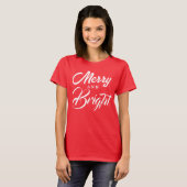 Merry and Bright Modern Red Women's Christmas T-Shirt (Vorne ganz)