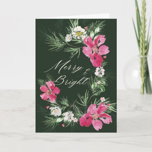 Merry and Bright Modern Scripted Design Karte (Vorderseite)