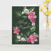 Merry and Bright Modern Scripted Design Karte (Gelbe Blume)