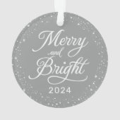 Merry and Bright Modern Silver Stars Family Foto Ornament (Rückseite)