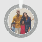 Merry and Bright Modern Silver Stars Family Foto Ornament (Vorderseite)
