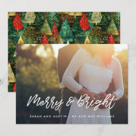 Merry and Bright Modern Typografy Foto Feiertagskarte