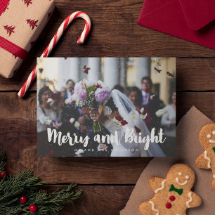 Merry and Bright Moderne Hochzeitskarte Feiertagskarte