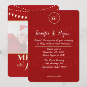 Merry and Bright Monogram Wedding Einladung (Vorne/Hinten)