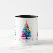 Merry and Bright Neon Christmas Tree White Tasse (Zentrum)