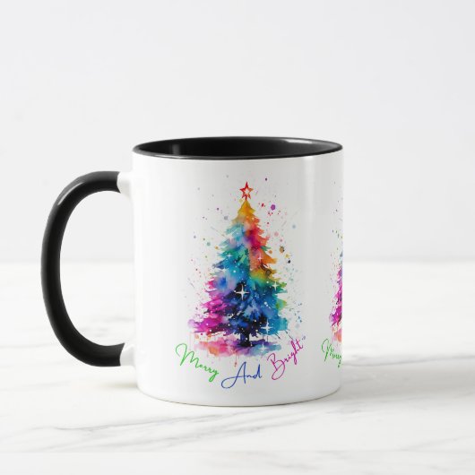 Merry and Bright Neon Christmas Tree White Tasse (Links)
