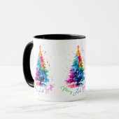 Merry and Bright Neon Christmas Tree White Tasse (Vorderseite Links)