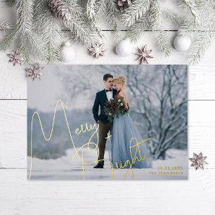 Merry and Bright Newlywed Foto Folien Feiertagskarte
