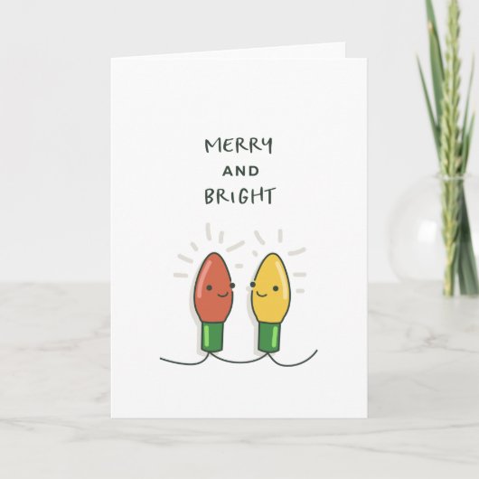 Merry and Bright - Niedlich - Weihnachtskarte Karte (Vorderseite)