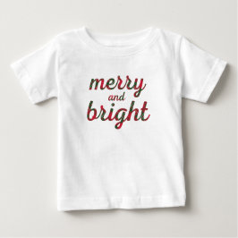 Merry and Bright - niedliche rote grüne Tartan-Sch Baby T-shirt