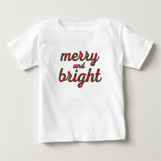 Merry and Bright - niedliche rote grüne Tartan-Sch Baby T-shirt (Vorderseite)