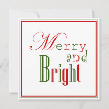 Merry and Bright on White, Red 'n Green Border