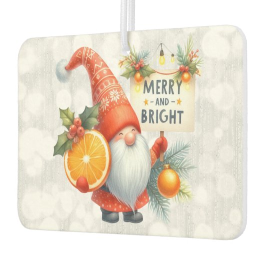 Merry and Bright Orange Gnome Glittery Autolufterfrischer (Links)