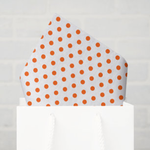 Merry and Bright Orange Polka Dots on White Seidenpapier