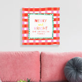 Merry and Bright Personalisiert Gingham Red & Pink Leinwanddruck (Insitu (Wohnzimmer))