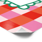 Merry and Bright Personalisiert Gingham Red & Pink Poster (Ecke)