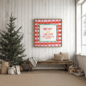 Merry and Bright Personalisiert Gingham Red & Pink Poster